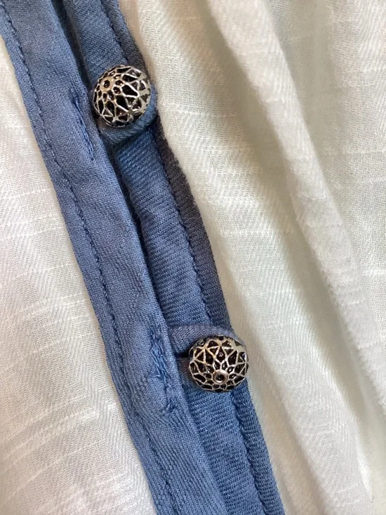 Anthropologie Puff-Sleeve Embroidered Buttondown Blouse Pilcro NEW 2X Ivory - Picture 8 of 16